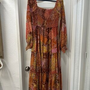 Bohemian Long Sleeve Dress - Aura